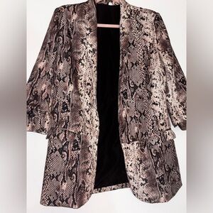Snake Print Open Front Coat